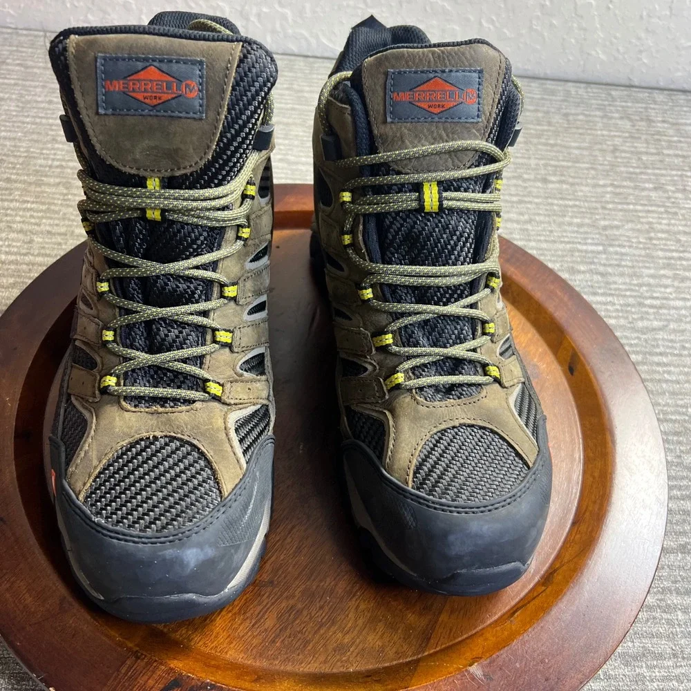 Merrell Moab 2 Mid Waterproof Work Boots Mens Hiking Trail Earth Brown Black 11